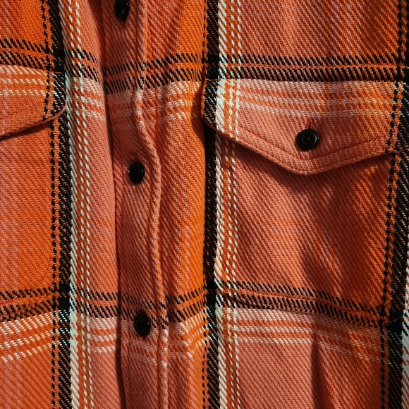 Outerknown NWT Women’s Dawn Blanket Shirt Orange Plaid Organic Cotton M/L - Picture 7 of 10